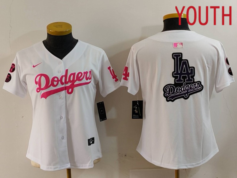 Youth Los Angeles Dodgers Blank White joint name 2024 Nike MLB Jersey style 9